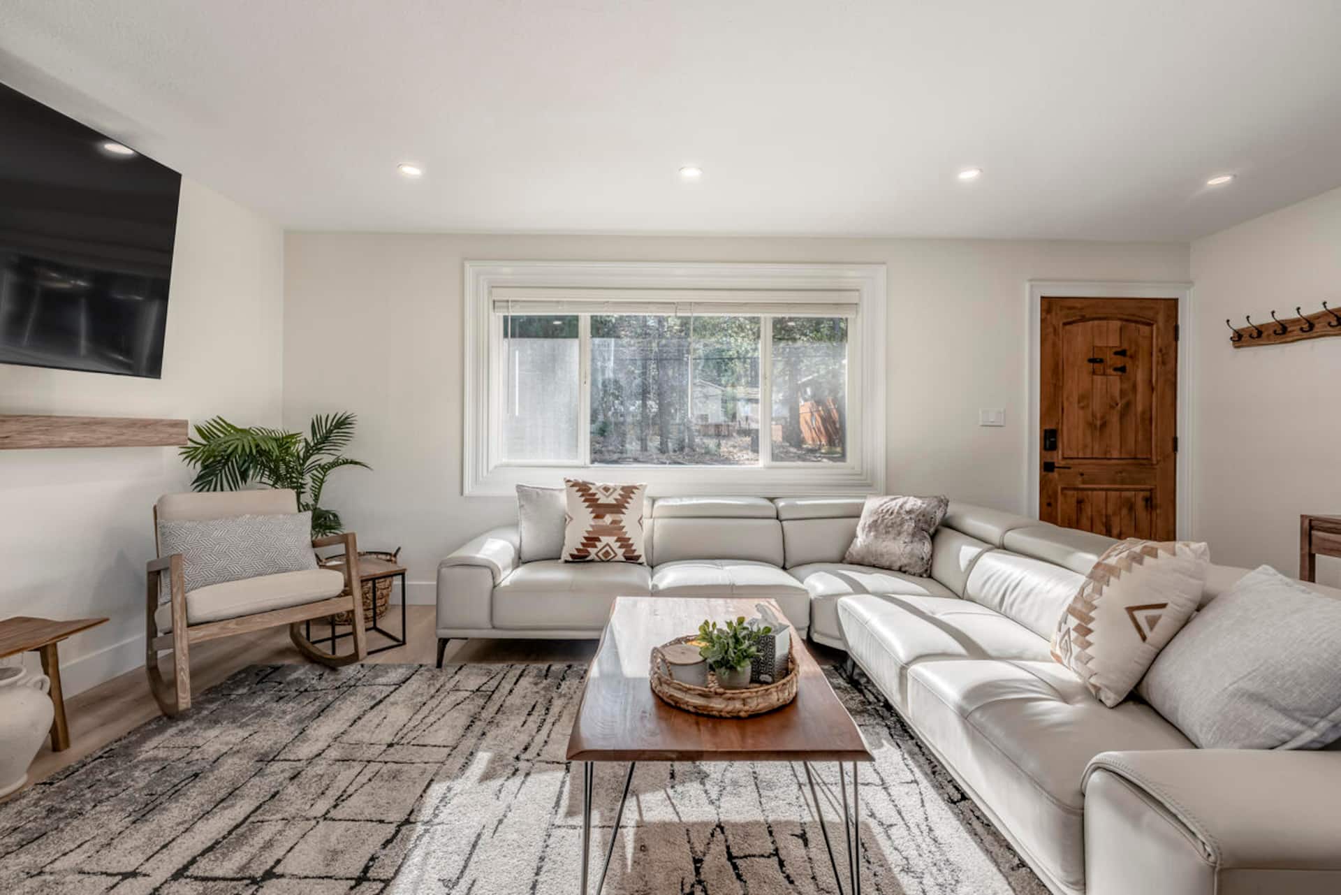 The same space staged as a five-star short-term rental